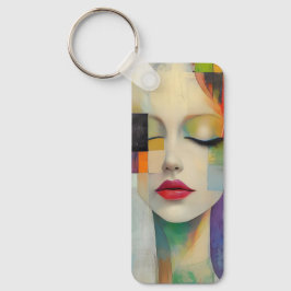 Portret in kleurenblok Surrealisme Sleutelhanger