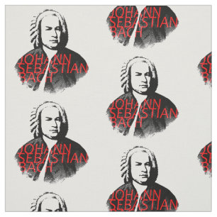Portret Johann Sebastian Bach en rode letters Stof