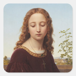 Portret jonge vrouw Ernst Deger schilderij kunst c Vierkante Sticker