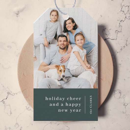 Portret kerstfamilie | Minimale bosbouw Cadeaulabel