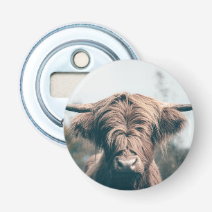 Portret koe Highland Button Flesopener