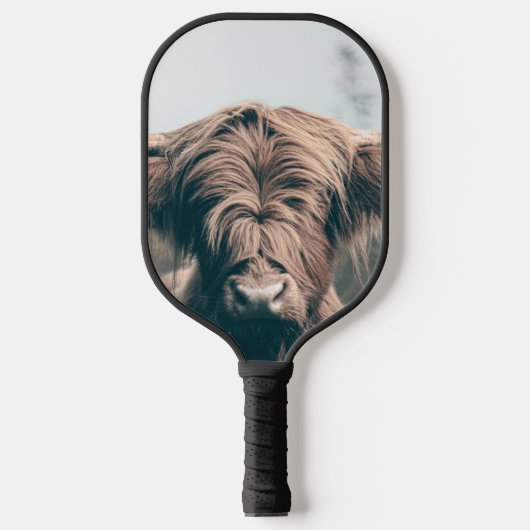 Portret koe Highland Pickleball Paddle (Voorkant)