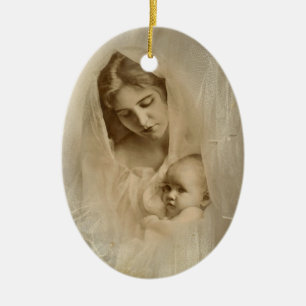  portret, liefhebbende moederholding Baby Keramisch Ornament