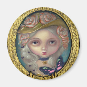 "Portret met een Pet met bloembollen" Magnet Magneet