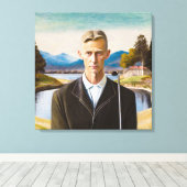 Portret met wig - stretched canvas Print (Insitu (Houten vloer))