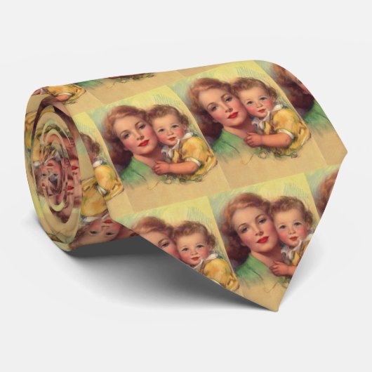 portret moeder en kind stropdas (Opgerold)