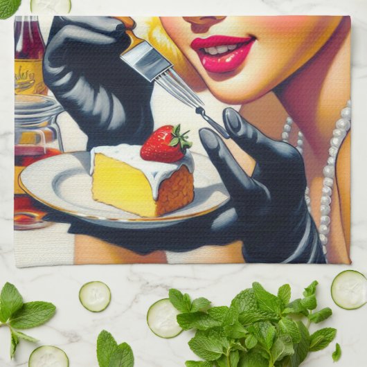 Portret Mooie Pin Up Theedoek (Gevouwen)