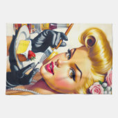 Portret Mooie Pin Up Theedoek (Horizontaal)