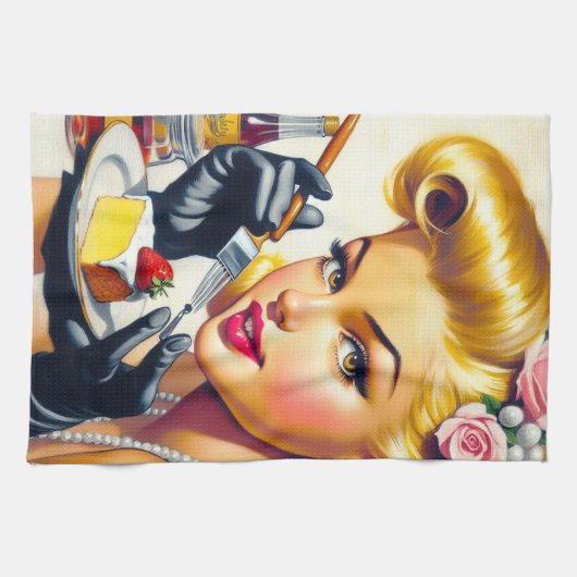 Portret Mooie Pin Up Theedoek (Horizontaal)