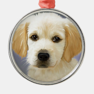 Portret olie van labrador Retriever Puppy Metalen Ornament