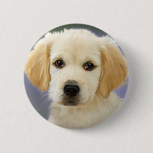 Portret olie van labrador Retriever Puppy Ronde Button 5,7 Cm