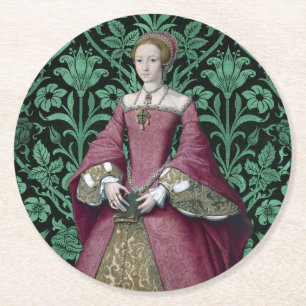 Portret Prinses Elizabeth Tudor, Queen Ronde Kartonnen Onderzetter