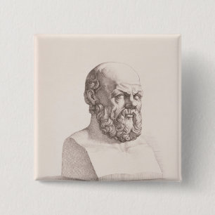 Portret SOCRATES Vierkante Button 5,1 Cm