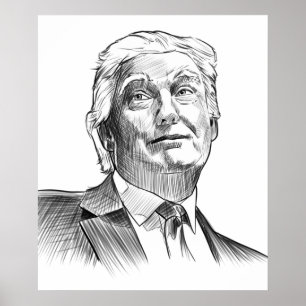 Portret Style Sketch Donald Trump Poster