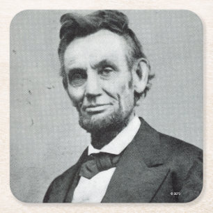 Portret van Abe Lincoln 1 Vierkante Kartonnen Onderzetter