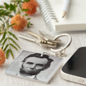 Portret van Abe Lincoln 2 Sleutelhanger (Voorkant Rechts)