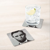 Portret van Abe Lincoln 2 Vierkante Kartonnen Onderzetter (Insitu)