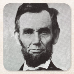 Portret van Abe Lincoln 2 Vierkante Kartonnen Onderzetter