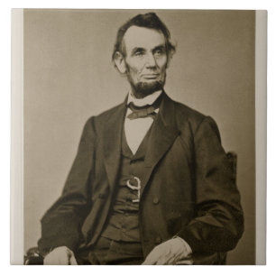 Portret van Abraham Lincoln (1809-65) (foto) Tegeltje