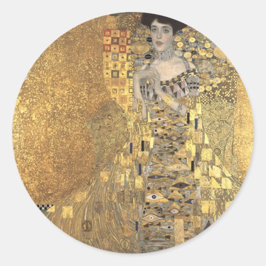 Portret van Adele Bloch-Bauer 1, Klimt Art Ronde Sticker (Voorkant)