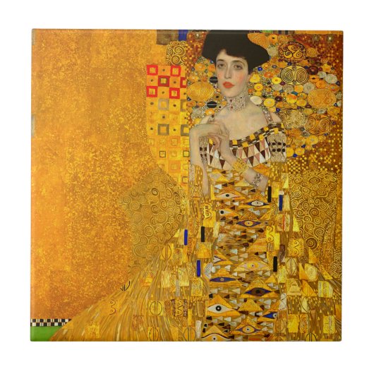 Portret van Adele Bloch-Bauer I van Gustav Klimt Tegeltje (Voorkant)