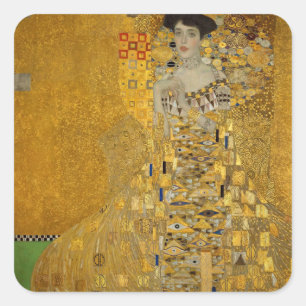 Portret van Adele Bloch-Bauer I van Gustav Klimt Vierkante Sticker