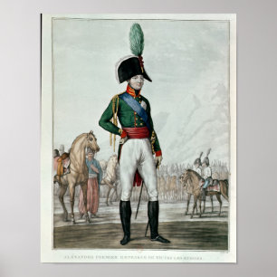 Portret van Alexander I Pavlovich met zijn leger Poster