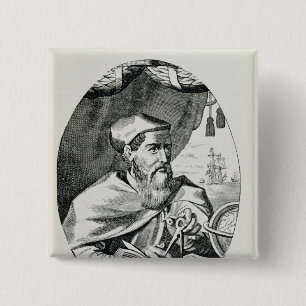 Portret van Amerigo Vespucci Vierkante Button 5,1 Cm