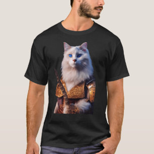 Portret van Anthro Ragdoll Kat met Harnas Ridder T-shirt
