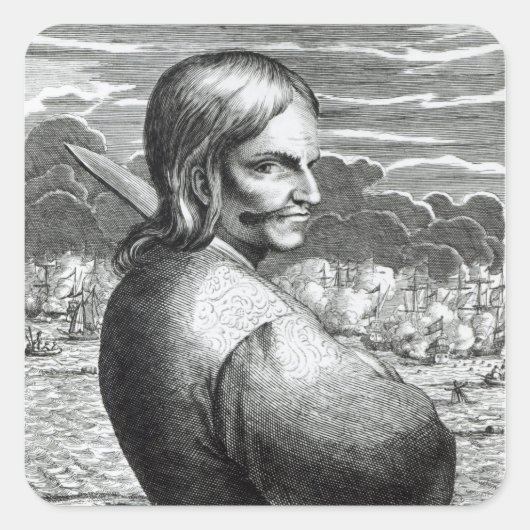 Portret van Bartholomeus de Portuge es Vierkante Sticker (Voorkant)