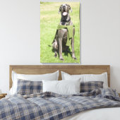 Portret van Blue Great Dane Canvas Afdruk (Insitu (Slaapkamer))