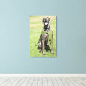 Portret van Blue Great Dane Canvas Afdruk (Insitu (Houten vloer))