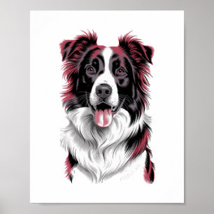 Portret van Border Collie in levendig detail voor  Poster