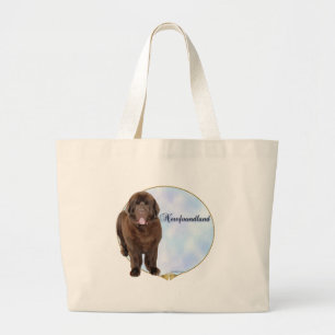 Portret van Brown Newfoundland Grote Tote Bag