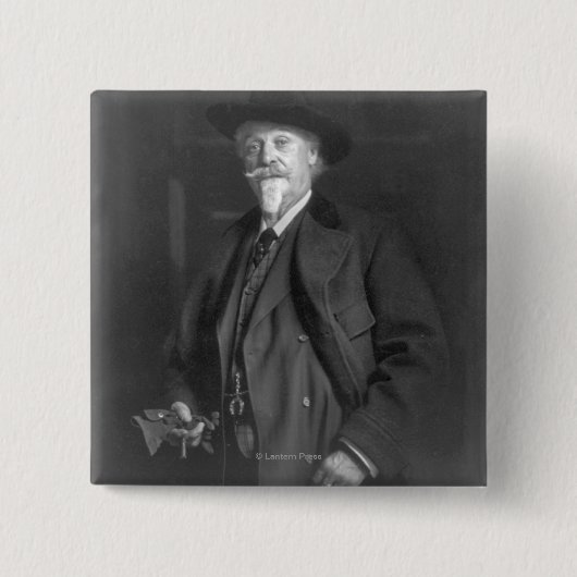 Portret van "Buffalo Bill" Cody Vierkante Button 5,1 Cm (Voorkant)