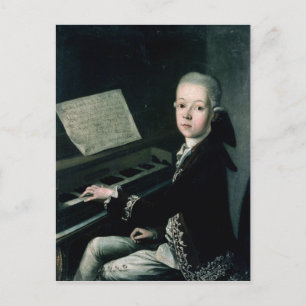 Portret van Carl Graf Firmian op de piano Briefkaart