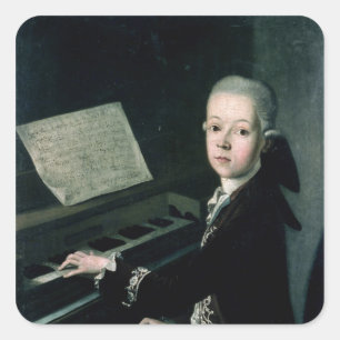 Portret van Carl Graf Firmian op de piano Vierkante Sticker