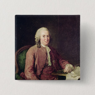 Portret van Carl von Linnaeus Vierkante Button 5,1 Cm