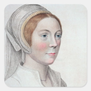 Portret van Catherine Howard (1520-42) gegraveerd  Vierkante Sticker