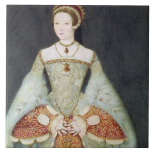 Portret van Catherine Parr (1512-48), 1545 (kleur) Tegeltje