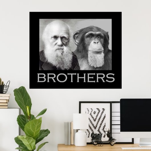 Portret van Charles Darwin en Ape Poster (Thuiskantoor)