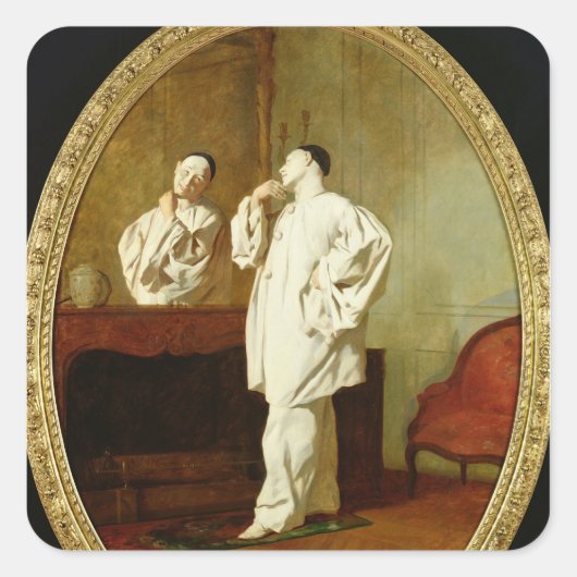 Portret van Charles Deburau Vierkante Sticker (Voorkant)