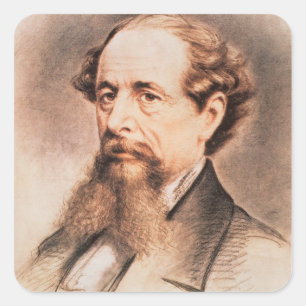 Portret van Charles Dickens, 1869 Vierkante Sticker