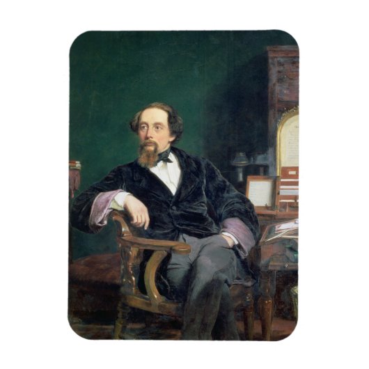 Portret van Charles Dickens (olie op canvas) Magneet (Verticaal)