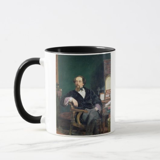Portret van Charles Dickens (olie op canvas) Mok (Links)