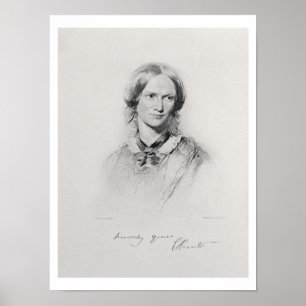Portret van Charlotte Bronte, gegraveerd door Walk Poster