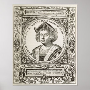 Portret van Christopher Columbus Poster