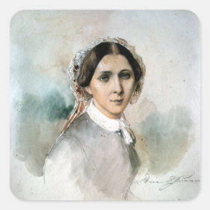 Portret van Clara Schumann 1853 Vierkante Sticker