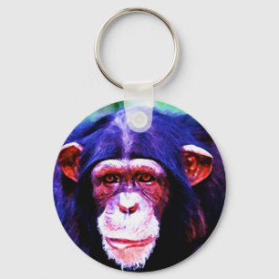 Portret van de chimpansee sleutelhanger