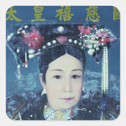 Portret van de Empress Dowager Cixi Vierkante Sticker (Voorkant)